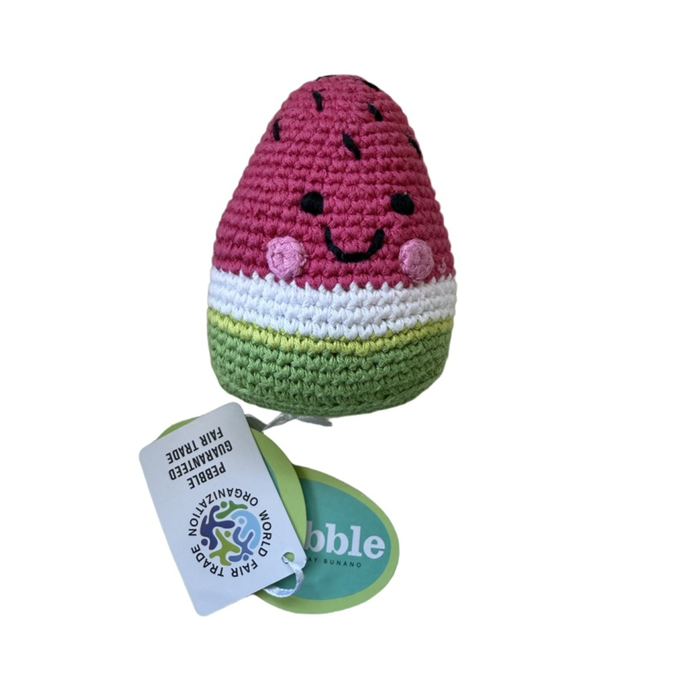 NWT Pebble Child Hathay Bunano Fair Trade Crochet Watermelon Rattle